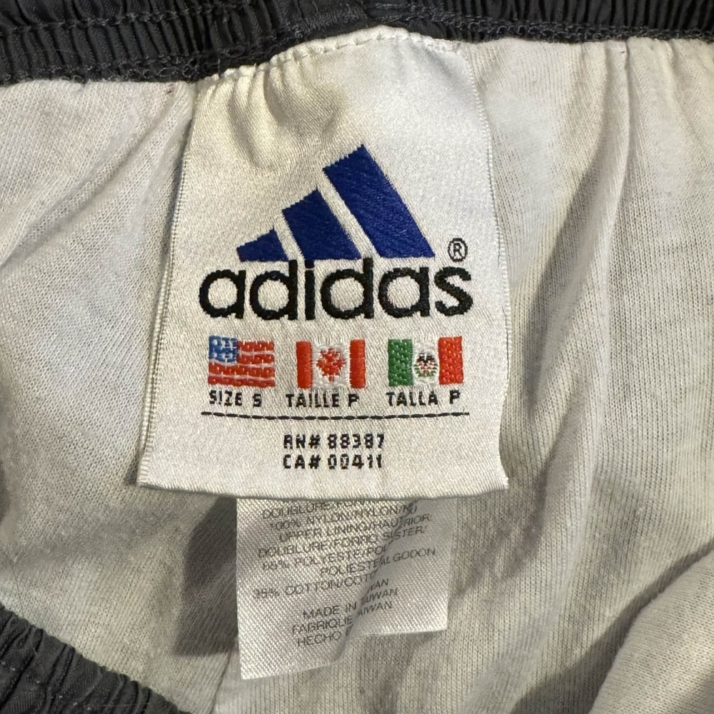 VINTAGE ADIDAS 3 Striped Windbreaker Track Pants Grey & Yellow Orange Men's S - Picture 5 of 6
